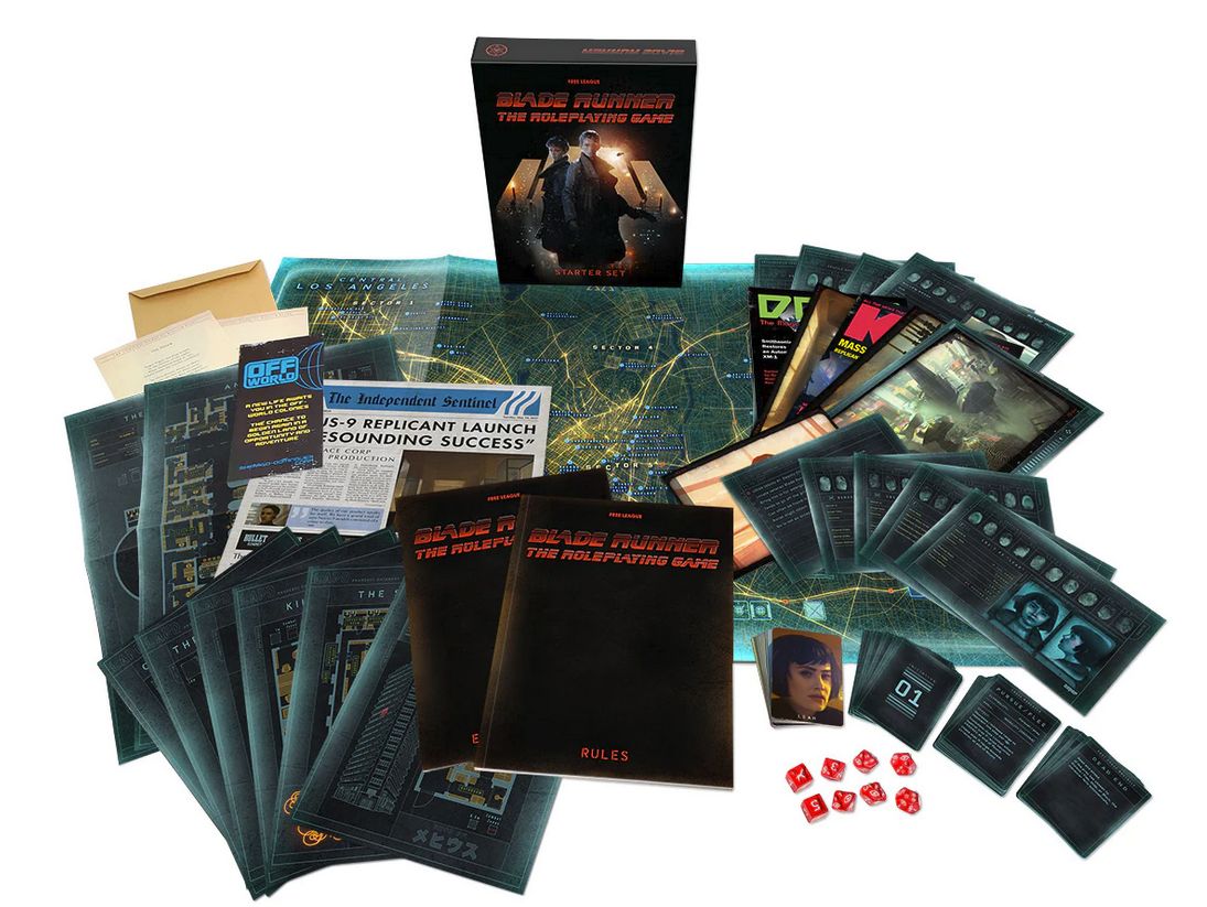 All the elements of the boxed Blade Runner game starter set 